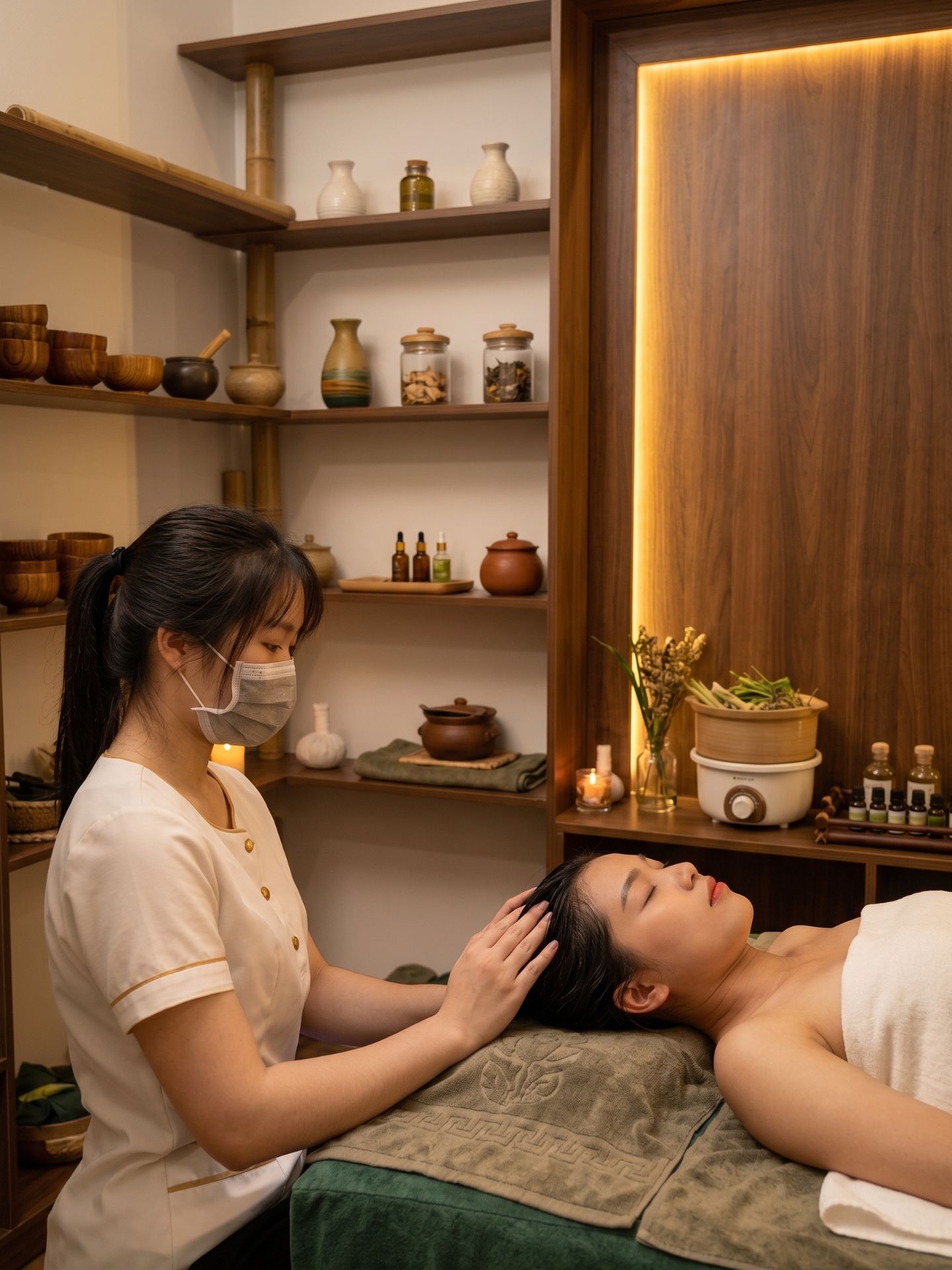 Gội đầu thảo dược kết hợp massage cổ vai gáy